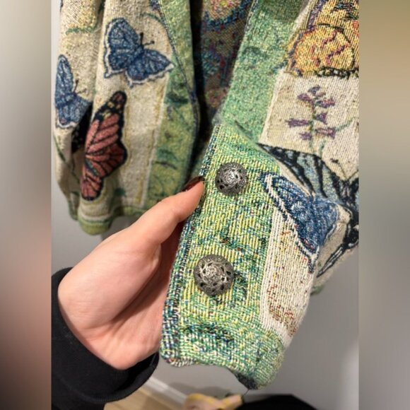 VINTAGE - SCENE WEAVER BUTTERFLY TAPESTRY JACKET - Picture 5 of 7